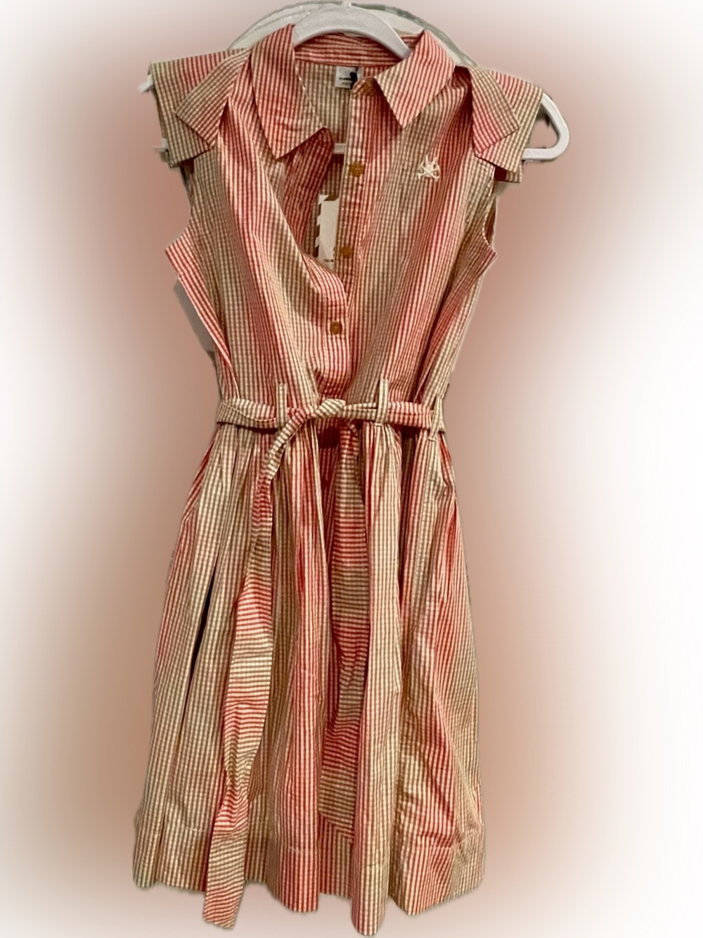 NWT No Added Sugar Coral Stripe Shirt Dress 12 Girls